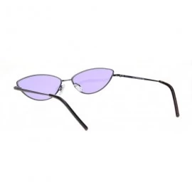 Cat Eye Womens Ironic Retro Narrow Metal Rim Cat Eye Sunglasses - Black Purple - CB18NDHWG5M $23.56