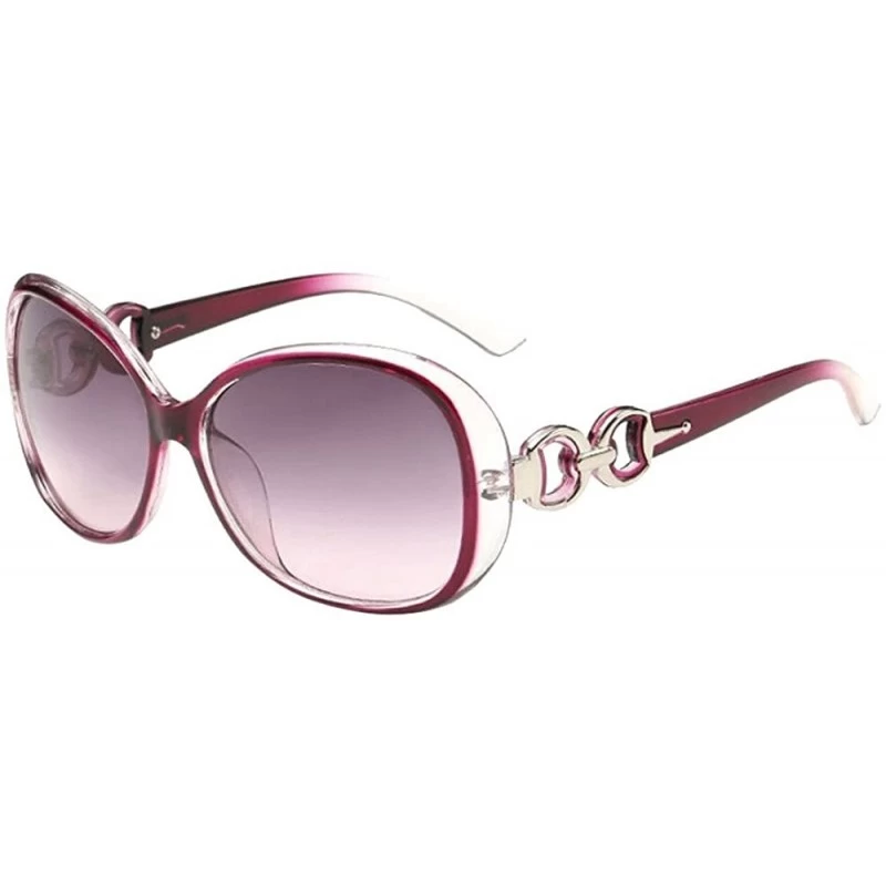 Oval Women's Sunglasses Polarized Sunglasses Vintage Big Frame Sun Glasses Ladies Double Ring Decoration Frames - H - CF195IG...