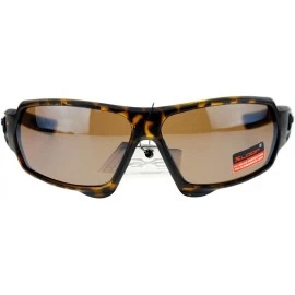 Sport Xloop Mens Sunglasses Matted Rectangular Wrap Around Sports Fashion - Brown Tortoise - CC125T30FUJ $8.73