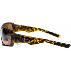 Sport Xloop Mens Sunglasses Matted Rectangular Wrap Around Sports Fashion - Brown Tortoise - CC125T30FUJ $8.73