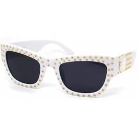 Rectangular Womens Hard Studded Punk Jewel Rectangular Plastic Sunglasses - White Black - CO18WOKDT78 $15.91