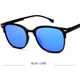 Goggle Vintage Square Sunglasses Women Man Silver Sun Glasses - Blue - CC194O0QOL0 $19.67