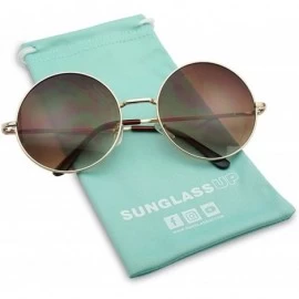 Round XL Oversized Round Circle Hippie Hipster Sunglasses - Metal Frame - Gold / Brown Gradient - CN11ABYOYVR $11.43