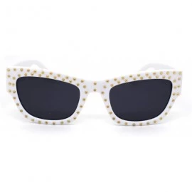 Rectangular Womens Hard Studded Punk Jewel Rectangular Plastic Sunglasses - White Black - CO18WOKDT78 $15.91