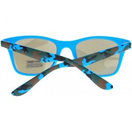Wayfarer Matted Camouflage Print Sunglasses Unisex Classic Square Mirror Lens - Blue - CJ1803O7TEQ $12.56