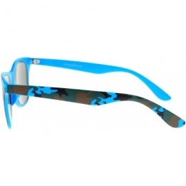 Wayfarer Matted Camouflage Print Sunglasses Unisex Classic Square Mirror Lens - Blue - CJ1803O7TEQ $12.56