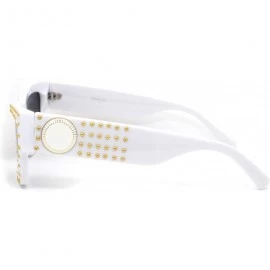 Rectangular Womens Hard Studded Punk Jewel Rectangular Plastic Sunglasses - White Black - CO18WOKDT78 $25.94