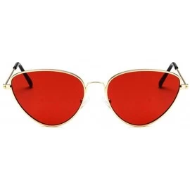 Aviator Sunglasses Women Cat Eye Metal Frame Retro Brand Designer Sun C1 Gold Red Multi - C2 Gold Pink - CN18YZWC4WW $10.09