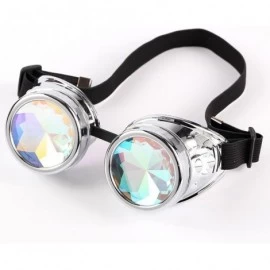 Goggle Retro Victorian Steampunk Goggles Rainbow Prism Kaleidoscope Glasses - Sliver - CG18SNI77AA $14.86