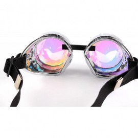 Goggle Retro Victorian Steampunk Goggles Rainbow Prism Kaleidoscope Glasses - Sliver - CG18SNI77AA $28.14