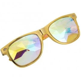 Goggle Kaleidoscope Sunglasses Round Rave Festival Diffraction BEST Prism Glasses - Black+gold - C318HQ7XKOL $22.74