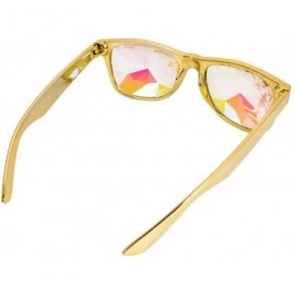Goggle Kaleidoscope Sunglasses Round Rave Festival Diffraction BEST Prism Glasses - Black+gold - C318HQ7XKOL $22.74