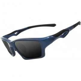Square Mens Sports Polarized Driving Sunglasses for Men Women Youth TR90 Superlight Frame - Blue/Blue - CX18XI2CYRR $32.57