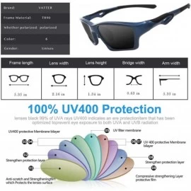 Square Mens Sports Polarized Driving Sunglasses for Men Women Youth TR90 Superlight Frame - Blue/Blue - CX18XI2CYRR $16.92