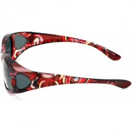 Rectangular Womens Glare Blocking Polarized Fit Over Glasses Sunglasses Temple Heart 60mm - Red - CI18HRNDHSL $13.95
