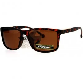 Rectangular Polarized Lens Mens Sunglasses Classic Fashion Rectangular Frame - Tortoise (Brown) - CU1859NMTM2 $9.78