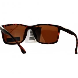 Rectangular Polarized Lens Mens Sunglasses Classic Fashion Rectangular Frame - Tortoise (Brown) - CU1859NMTM2 $9.78