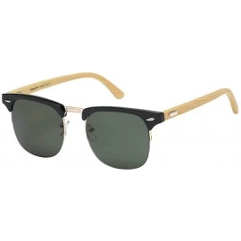 Rimless Unisex Bamboo Wood Semi Rimless Half Frame for Men and Women - Black Emerald - CP18I8HO9ET $9.00