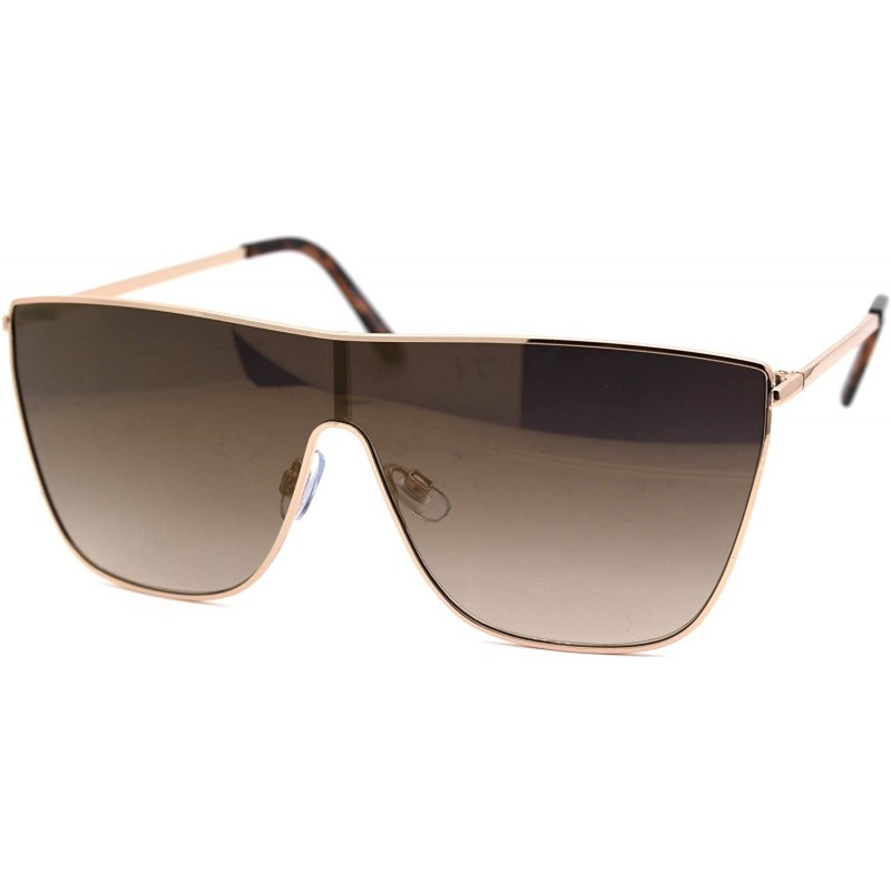 Shield Womens Oversize Metal Rim Cat Eye Shield Diva Sunglasses - Gold Gold Mirror - C218XEGGHW4 $27.41