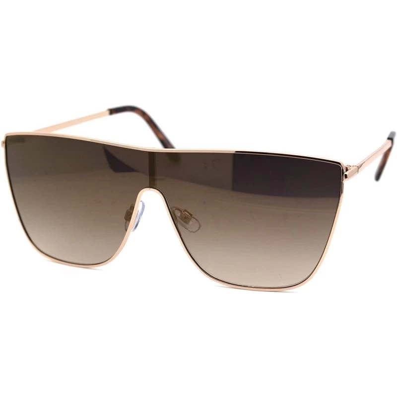 Shield Womens Oversize Metal Rim Cat Eye Shield Diva Sunglasses - Gold Gold Mirror - C218XEGGHW4 $11.54