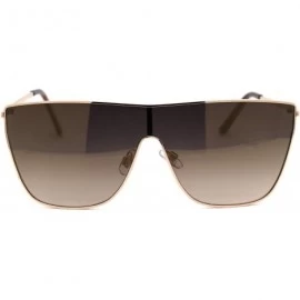 Shield Womens Oversize Metal Rim Cat Eye Shield Diva Sunglasses - Gold Gold Mirror - C218XEGGHW4 $26.69