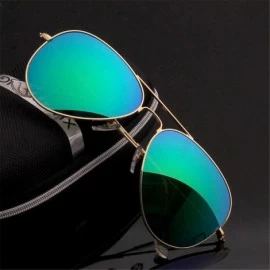 Rectangular Men's Aviation Sunglasses Women Driving Alloy Frame Polit Mirror Sun Glasses - Silversilver - CY194OTQL20 $25.28