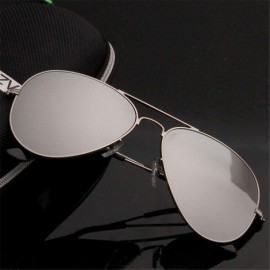 Rectangular Men's Aviation Sunglasses Women Driving Alloy Frame Polit Mirror Sun Glasses - Silversilver - CY194OTQL20 $25.28