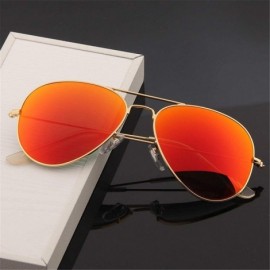 Rectangular Men's Aviation Sunglasses Women Driving Alloy Frame Polit Mirror Sun Glasses - Silversilver - CY194OTQL20 $25.28