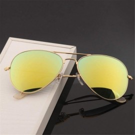 Rectangular Men's Aviation Sunglasses Women Driving Alloy Frame Polit Mirror Sun Glasses - Silversilver - CY194OTQL20 $25.28