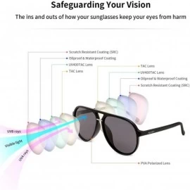 Round Lightweight Sunglasses for Men Polarized UV Protection-Aviator Black - CP18SU56CMW $49.46