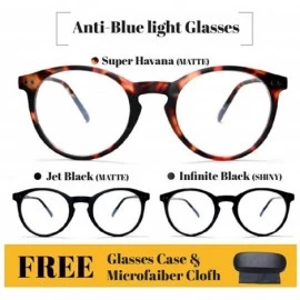 Round blue light blocking (Anti Bluelight) glasses 50mm unisex For Men And Women (Round) - Black - C41983H052N $20.92
