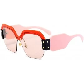 Oversized Semi Rimless Sunglasses For Women Trendy Candy Color Designer Glasses - C2 - CM18CQL45DA $19.02