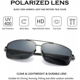 Rectangular Ultra Lightweight Al-Mg Alloy Metal Rectangular Frame Polarized Sunglasses 100% UV Protection - A1 Gunmetal Frame...