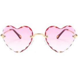 Square Women Heart Shaped RimlSunglasses Thin Metal Frame UV Protection Sun Glasses Vacation Festival Fishing - Pink - C0197Y...