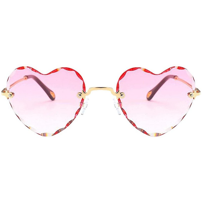 Square Women Heart Shaped RimlSunglasses Thin Metal Frame UV Protection Sun Glasses Vacation Festival Fishing - Pink - C0197Y...