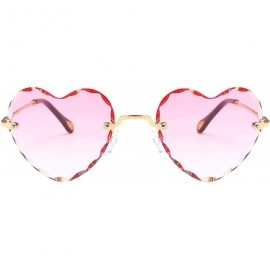 Square Women Heart Shaped RimlSunglasses Thin Metal Frame UV Protection Sun Glasses Vacation Festival Fishing - Pink - C0197Y...