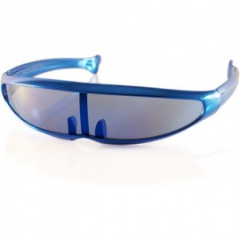 Shield Futuristic Mirror Mono Lens Cyber Robot Metallic Frame Sunglasses A272 - Blue - C018RTWOWUU $23.44