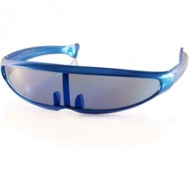 Shield Futuristic Mirror Mono Lens Cyber Robot Metallic Frame Sunglasses A272 - Blue - C018RTWOWUU $11.72