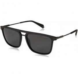 Rectangular Pld2060/S Rectangular Sunglasses - Matte Black - C818C54EIS6 $30.85