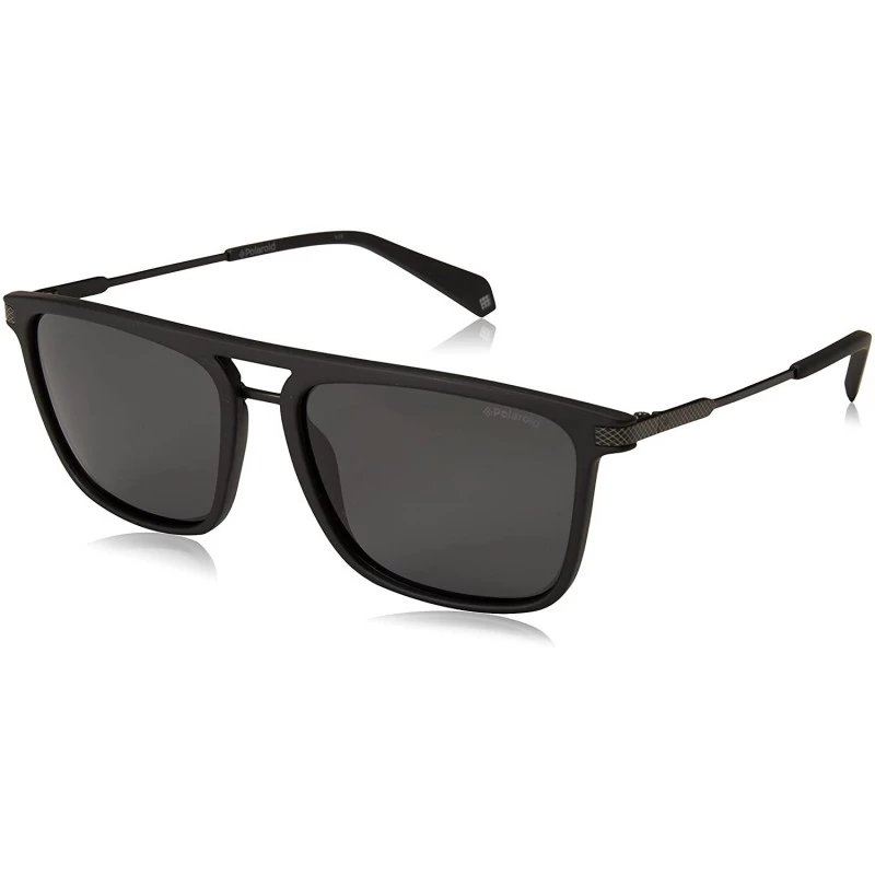 Rectangular Pld2060/S Rectangular Sunglasses - Matte Black - C818C54EIS6 $30.85