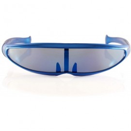 Shield Futuristic Mirror Mono Lens Cyber Robot Metallic Frame Sunglasses A272 - Blue - C018RTWOWUU $22.32