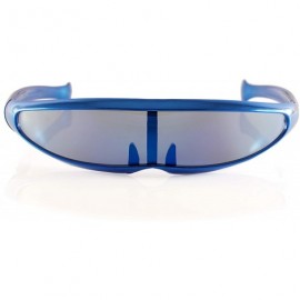 Shield Futuristic Mirror Mono Lens Cyber Robot Metallic Frame Sunglasses A272 - Blue - C018RTWOWUU $11.72