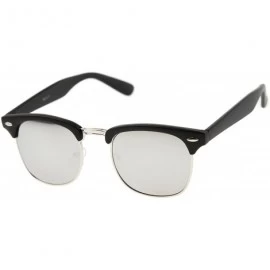 Wayfarer Half Frame Semi-Rimless Horn Rimmed Sunglasses - Flash Mirror Series - Matte-black / Mirror - C41210BHVN3 $22.33