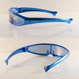 Shield Futuristic Mirror Mono Lens Cyber Robot Metallic Frame Sunglasses A272 - Blue - C018RTWOWUU $11.72