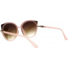Cat Eye Womens Exposed Cat Eye Tip Lens Designer Round Sunglasses - Peach Brown - CE18QRYEIKC $12.13