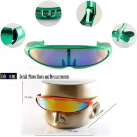 Shield Futuristic Mirror Mono Lens Cyber Robot Metallic Frame Sunglasses A272 - Blue - C018RTWOWUU $22.32