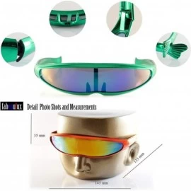 Shield Futuristic Mirror Mono Lens Cyber Robot Metallic Frame Sunglasses A272 - Blue - C018RTWOWUU $20.65