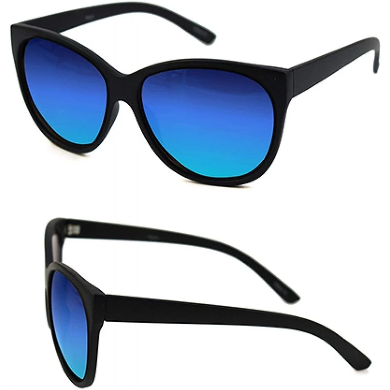 Cat Eye Retro Oversized Cat Eye Poliarized Sunglasses P2431 - Black - CT17YR2QX4X $10.56