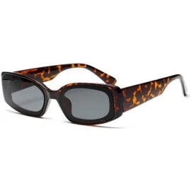 Cat Eye Sunglasses Fashion Rectangle Glasses Vintage - Leopard - CG19805L9MG $32.57