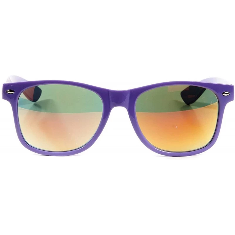 Square Designer Fashion Sunglasses For Men Women - UV400 Retro Sun Glasses - Purple Color Mirror - C318SKARIUX $7.74